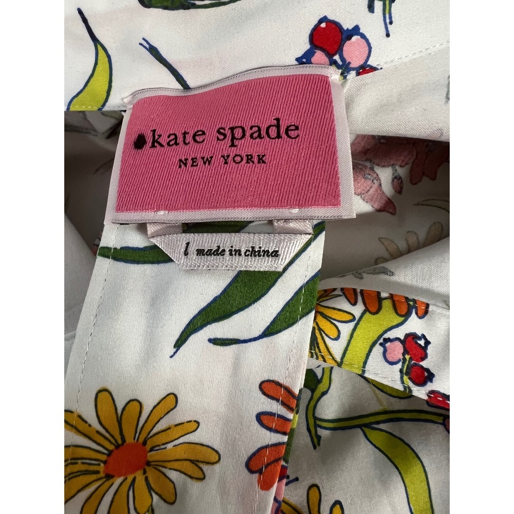 Kate Spade New York Greenhouse Floral Cotton Poplin Midi Shirt Dress Size L NWOT - Picture 6 of 14